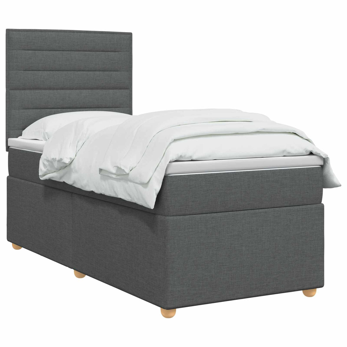 Lit boxspring avec matelas Gris foncé Simple Tissu