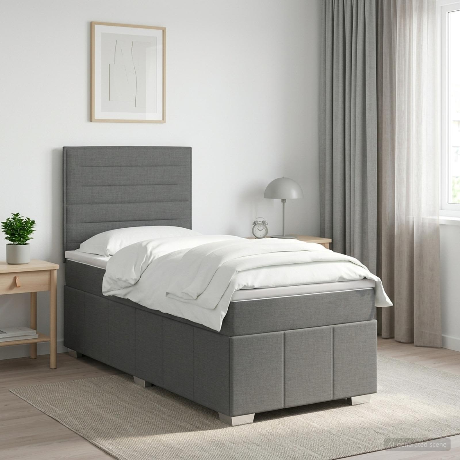 Lit boxspring avec matelas Gris foncé 80 x 200 cm Tissu