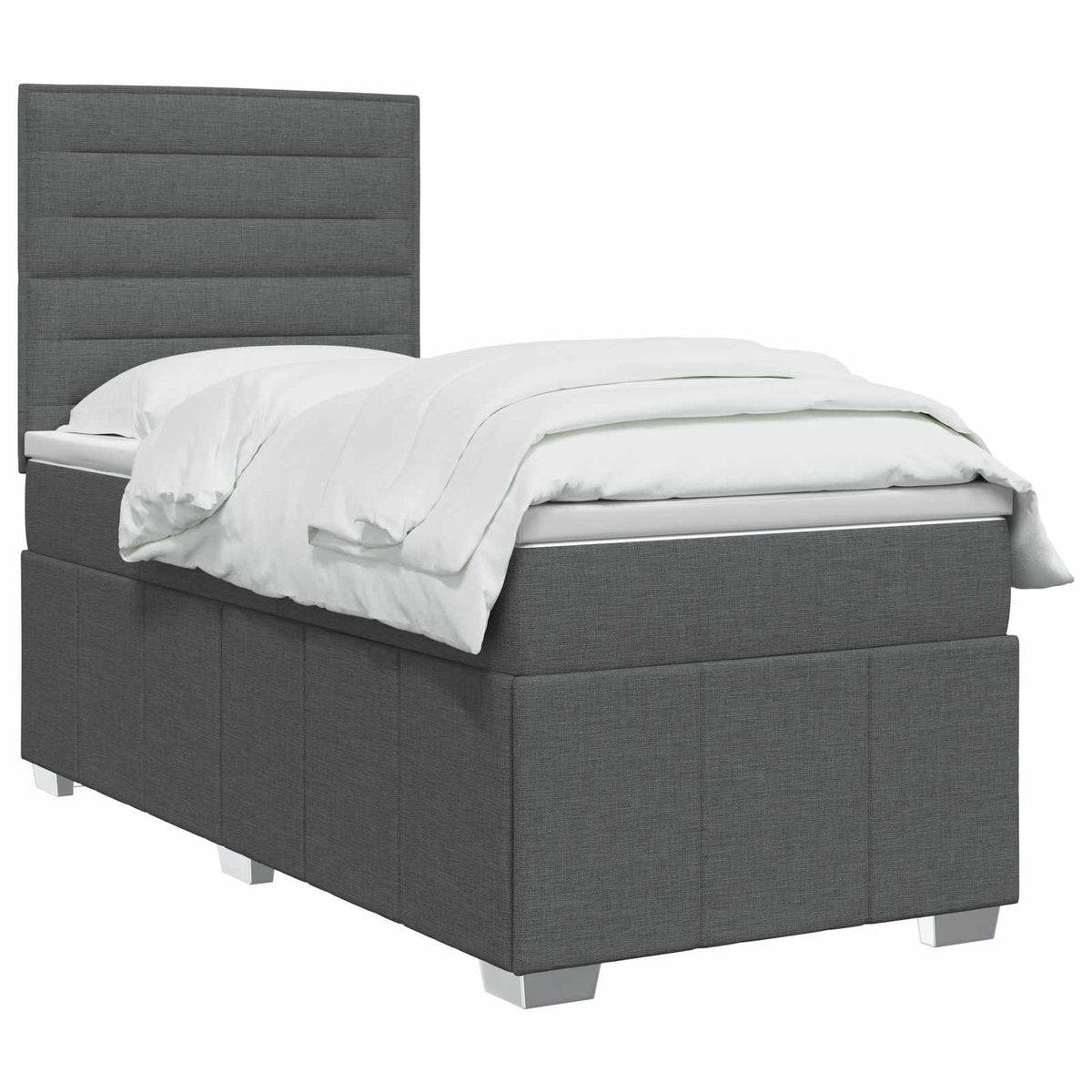 Lit boxspring avec matelas Gris foncé 90 x 190 cm Tissu