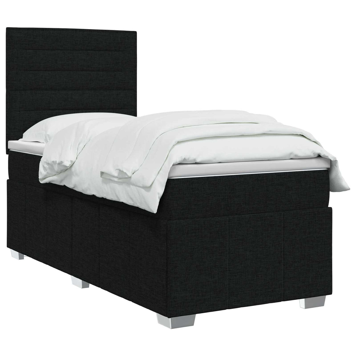 Lit boxspring avec matelas Noir 90 x 200 cm Tissu