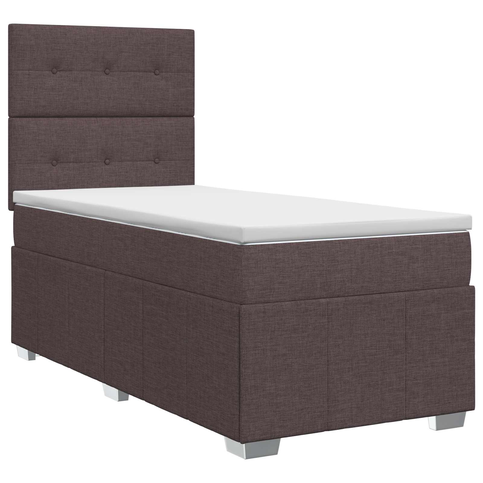 Lit boxspring avec matelas Marron foncé 90 x 200 cm Tissu