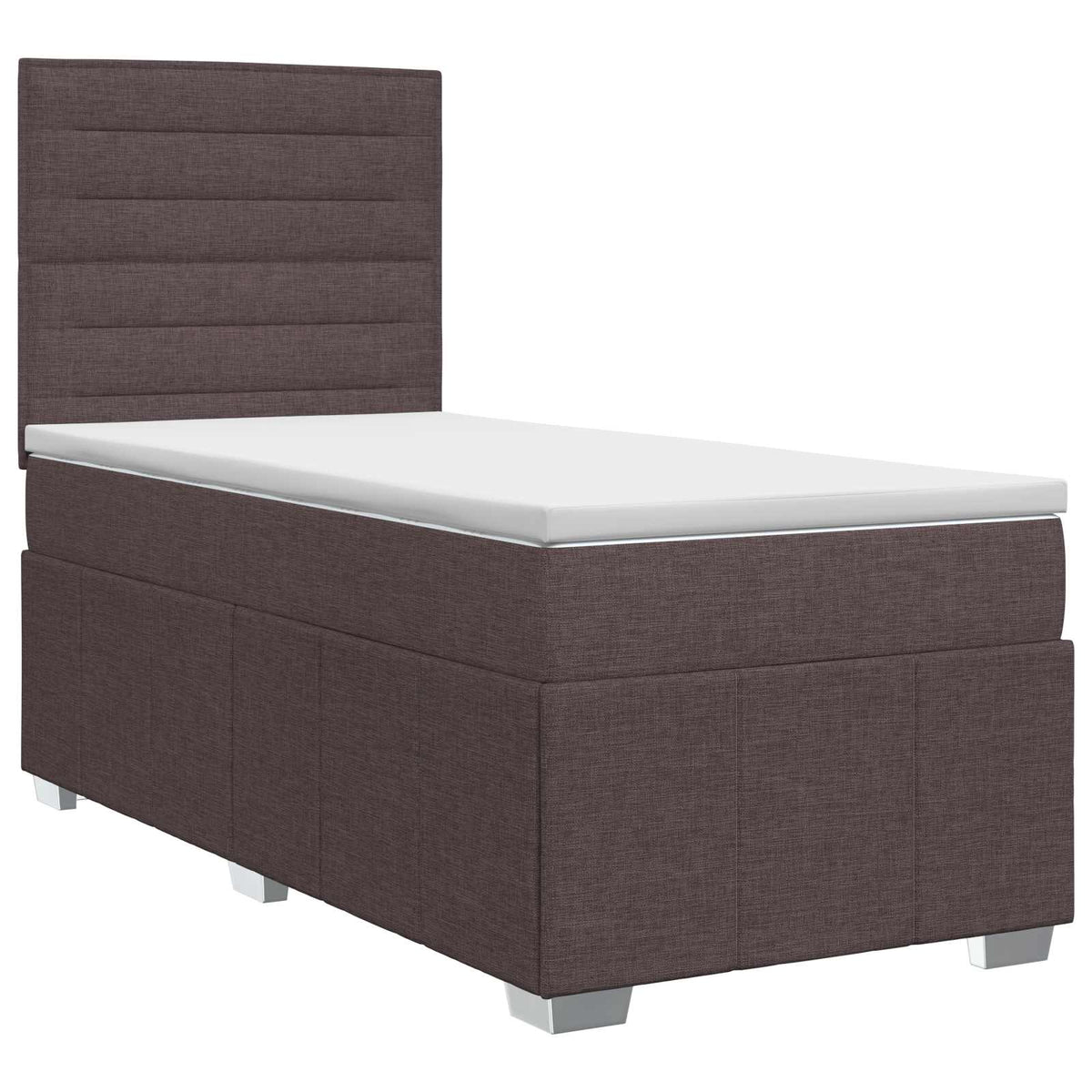 Lit boxspring avec matelas Marron foncé 100 x 200 cm Tissu