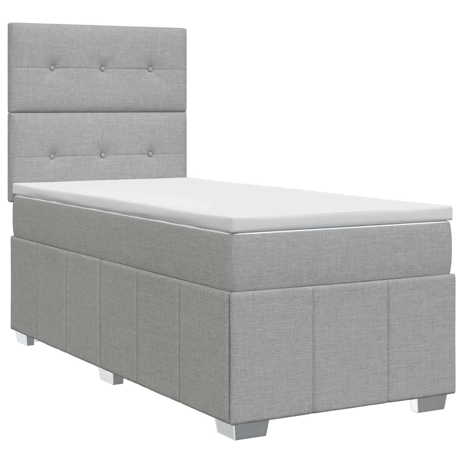 Lit boxspring avec matelas Gris clair 100 x 200 cm Tissu