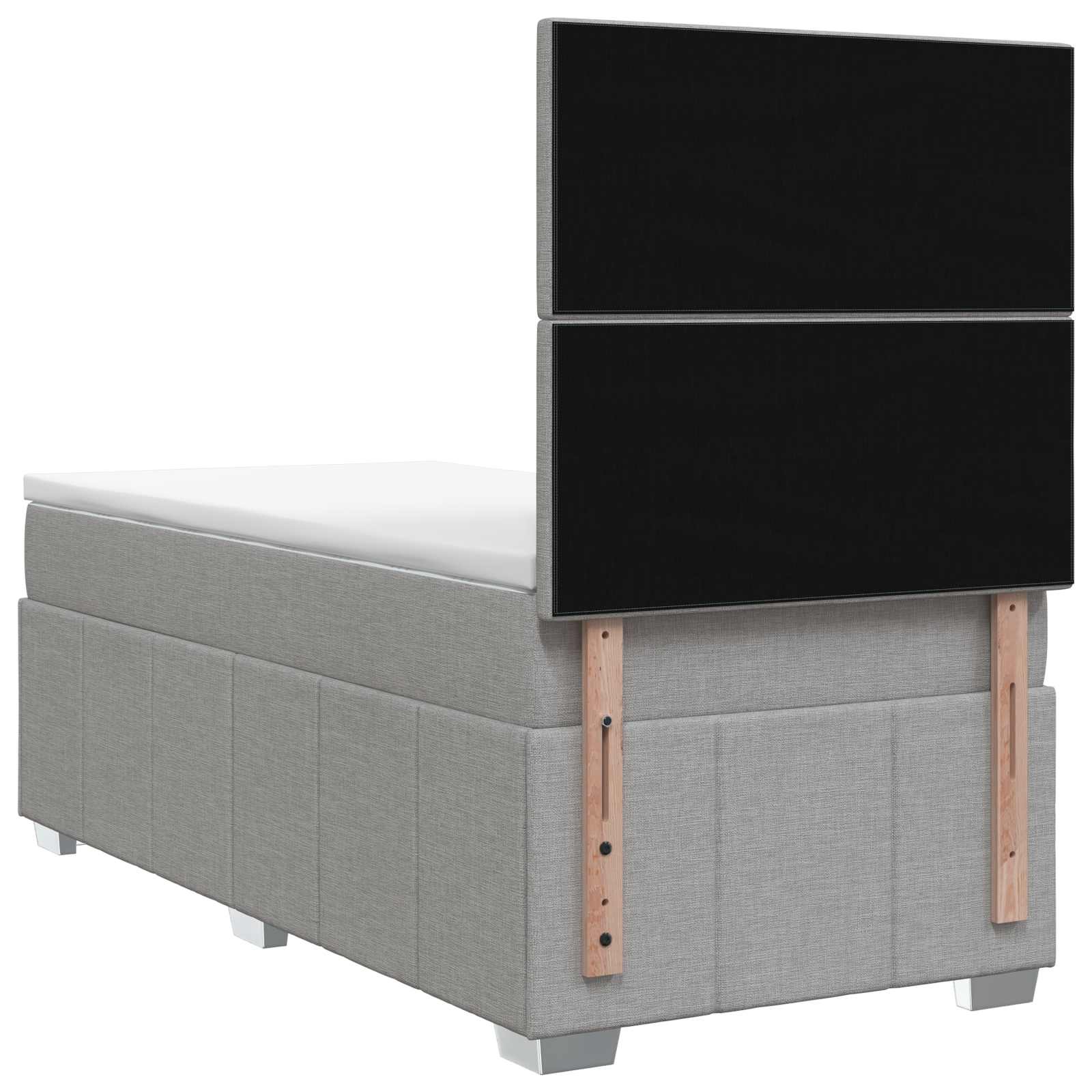 Lit boxspring avec matelas Gris clair 100 x 200 cm Tissu