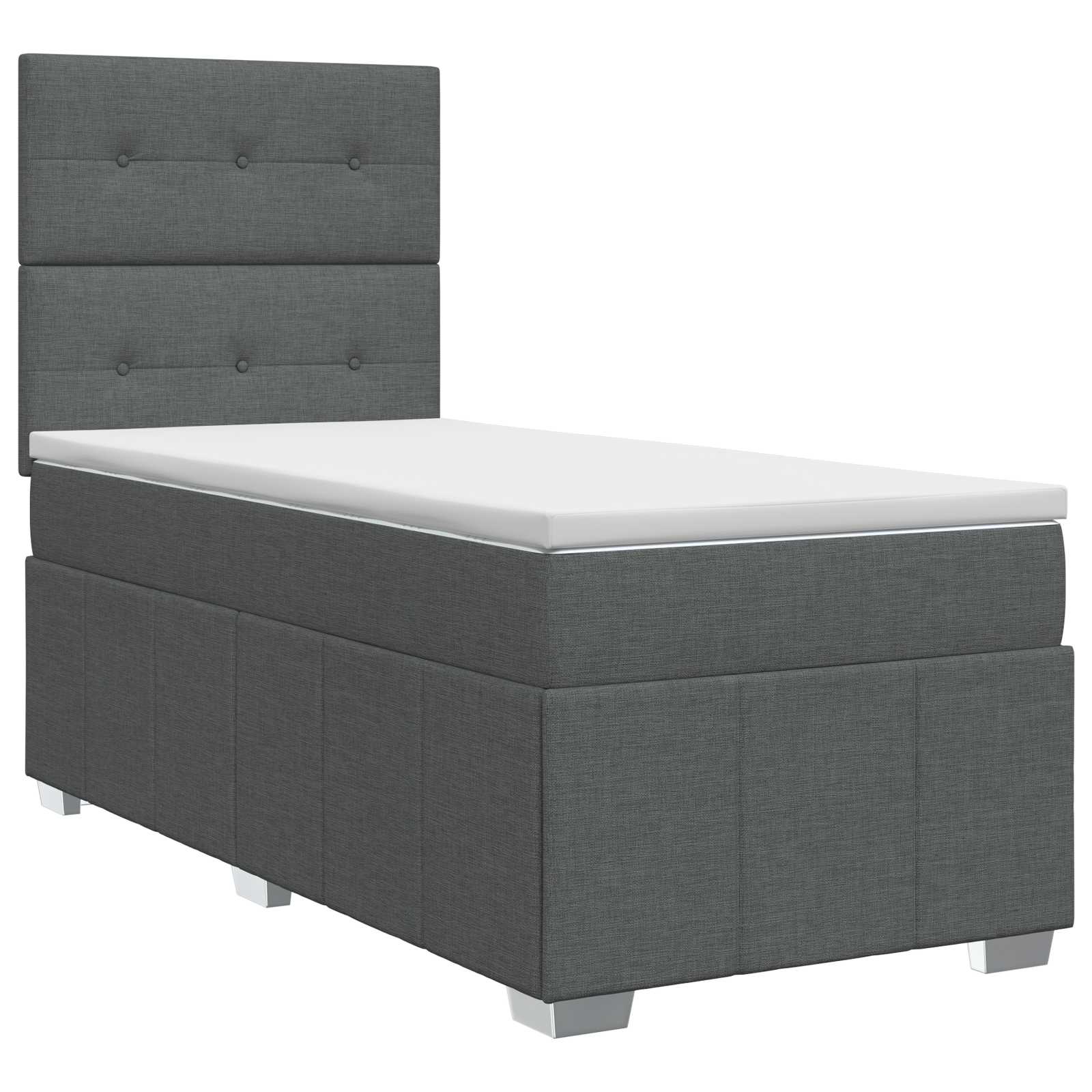 Lit boxspring avec matelas Gris foncé 100 x 200 cm Tissu