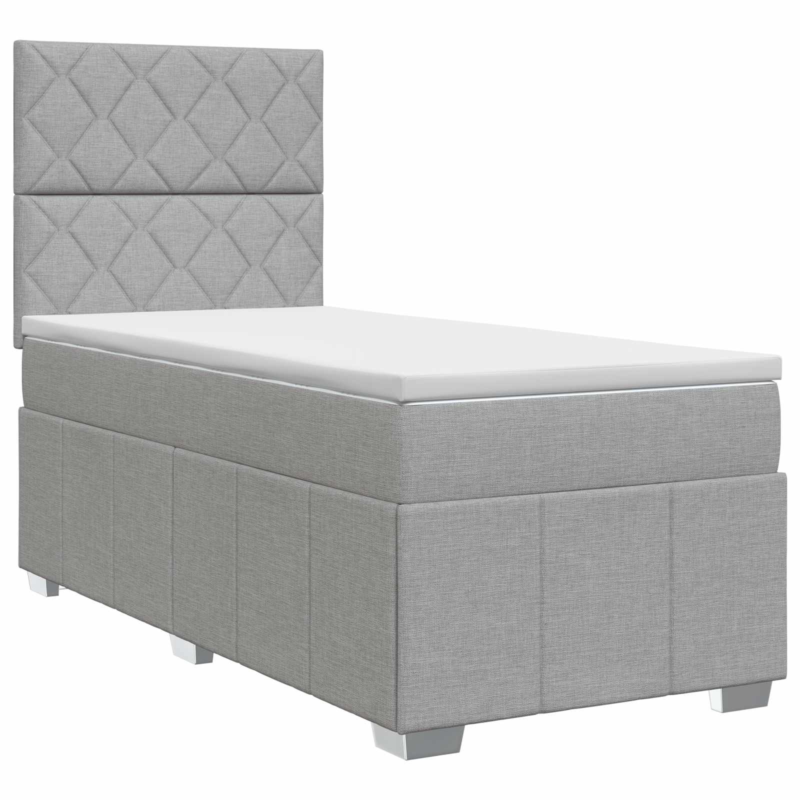 Lit boxspring avec matelas Gris clair 100 x 200 cm Tissu