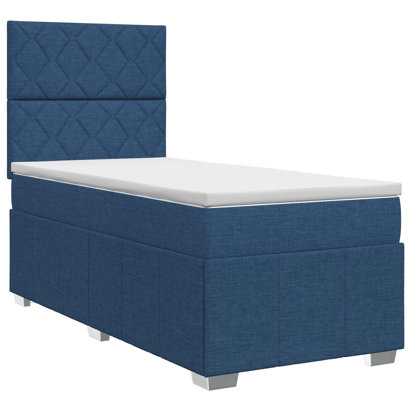 Lit boxspring avec matelas Bleu 100 x 200 cm Tissu