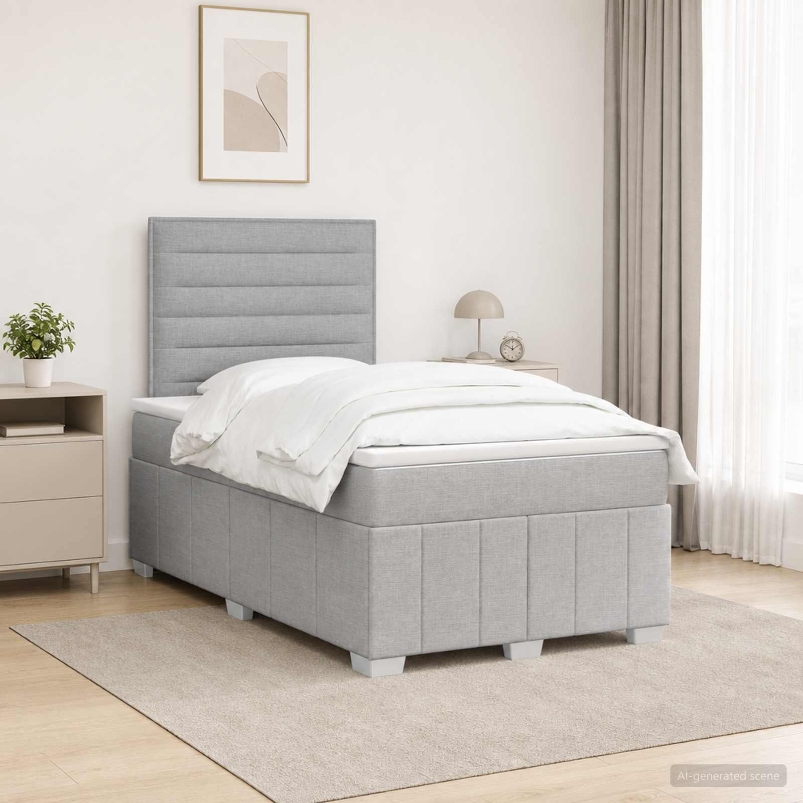 Lit boxspring avec matelas Gris clair 120 x 190 cm Tissu