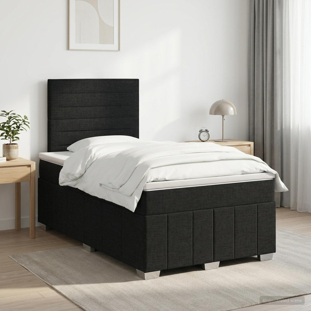 Lit boxspring avec matelas Noir 120 x 190 cm Tissu