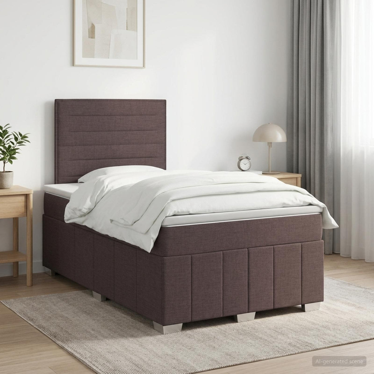 Lit boxspring avec matelas Marron foncé 120 x 190 cm Tissu