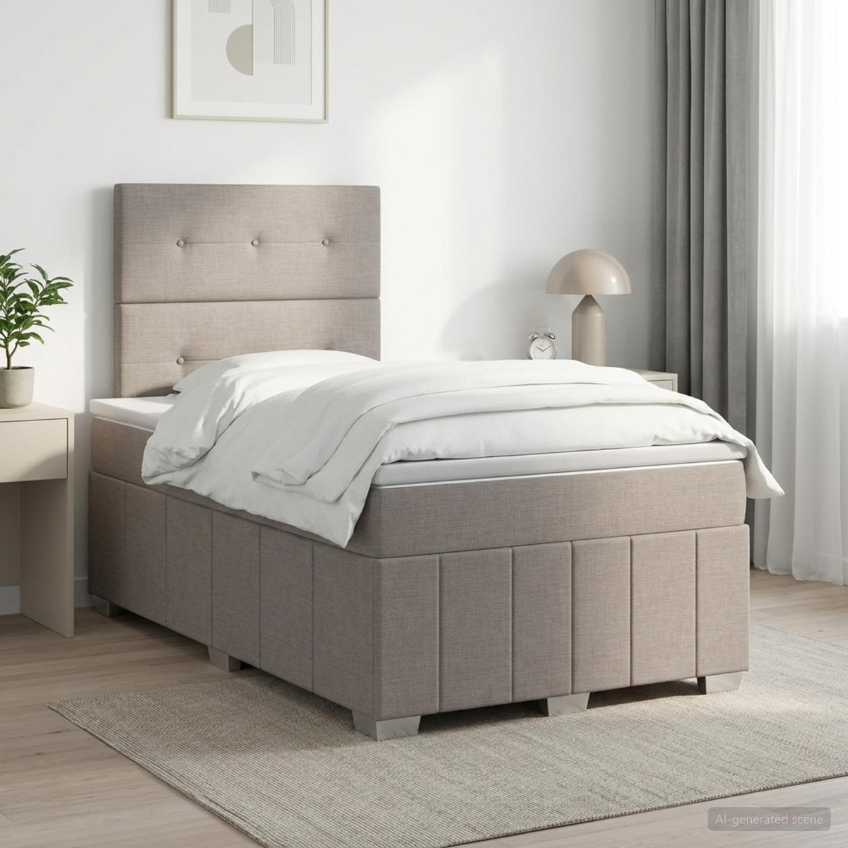 Lit boxspring avec matelas Taupe 120 x 190 cm Tissu