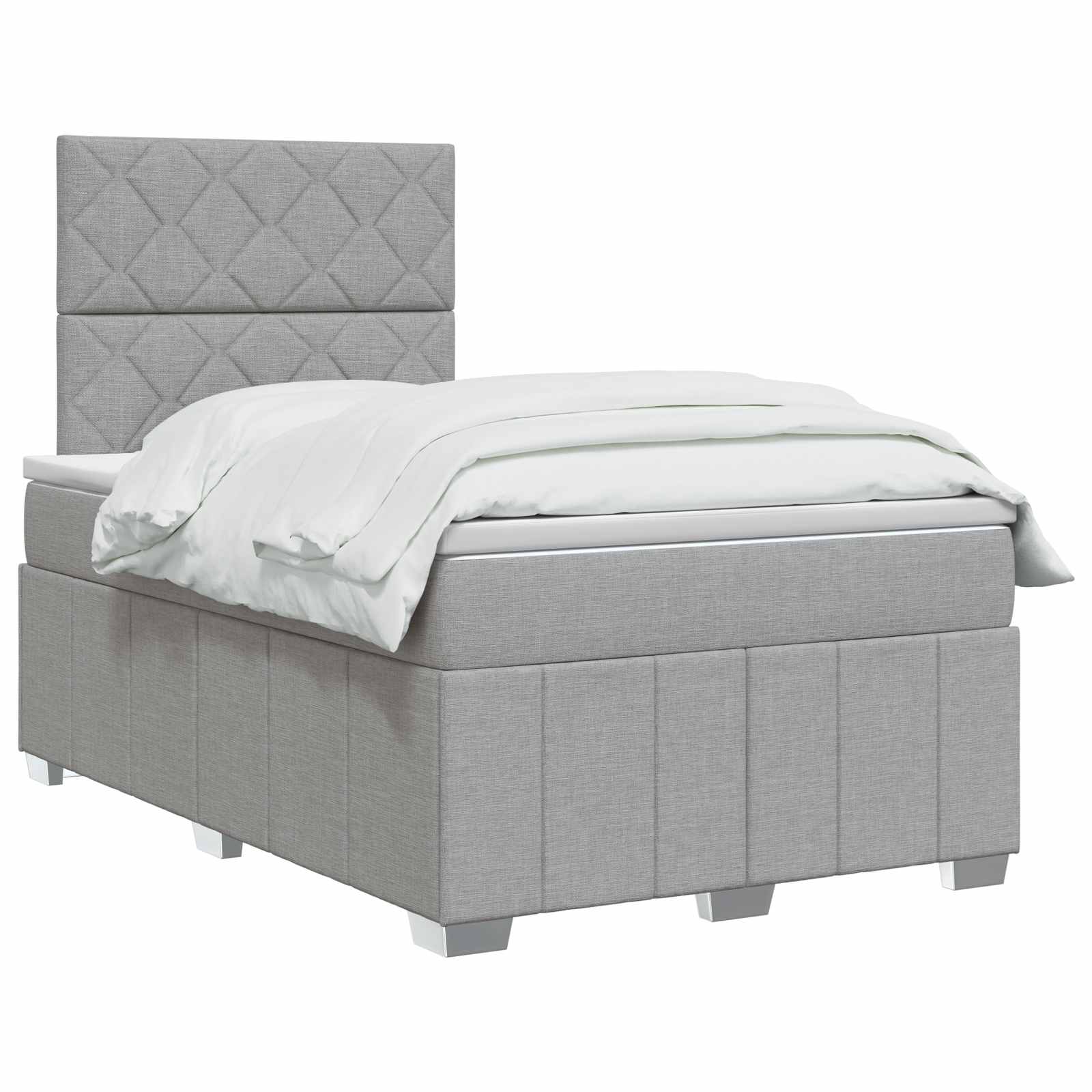 Lit boxspring avec matelas Gris clair 120 x 190 cm Tissu - XIOS