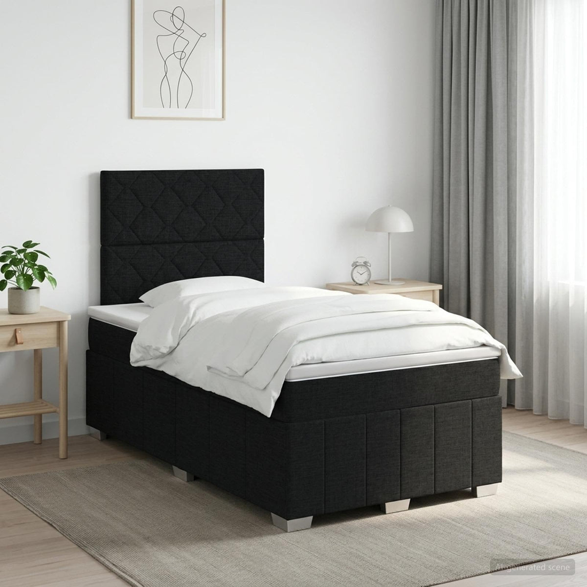 Lit boxspring avec matelas Noir 120 x 190 cm Tissu