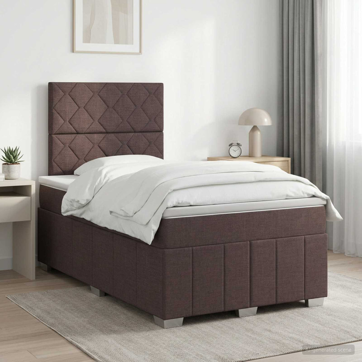 Lit boxspring avec matelas Marron foncé 120 x 190 cm Tissu