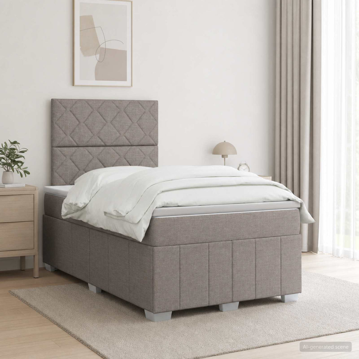 Lit boxspring avec matelas Taupe 120 x 190 cm Tissu