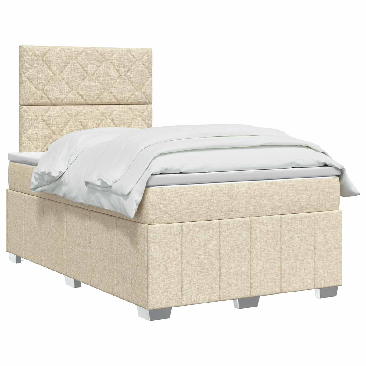 Lit boxspring avec matelas Crème 120 x 190 cm Tissu