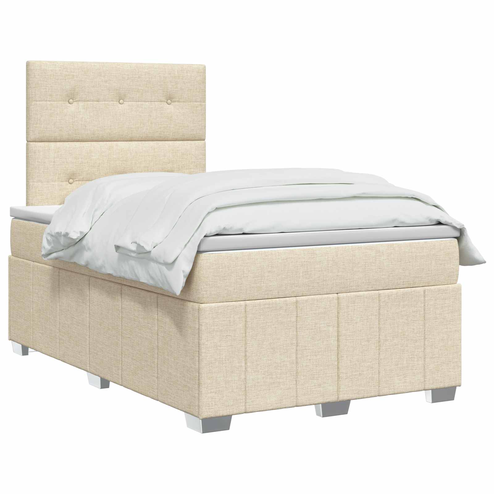 Lit boxspring avec matelas Crème 120 x 200 cm Tissu