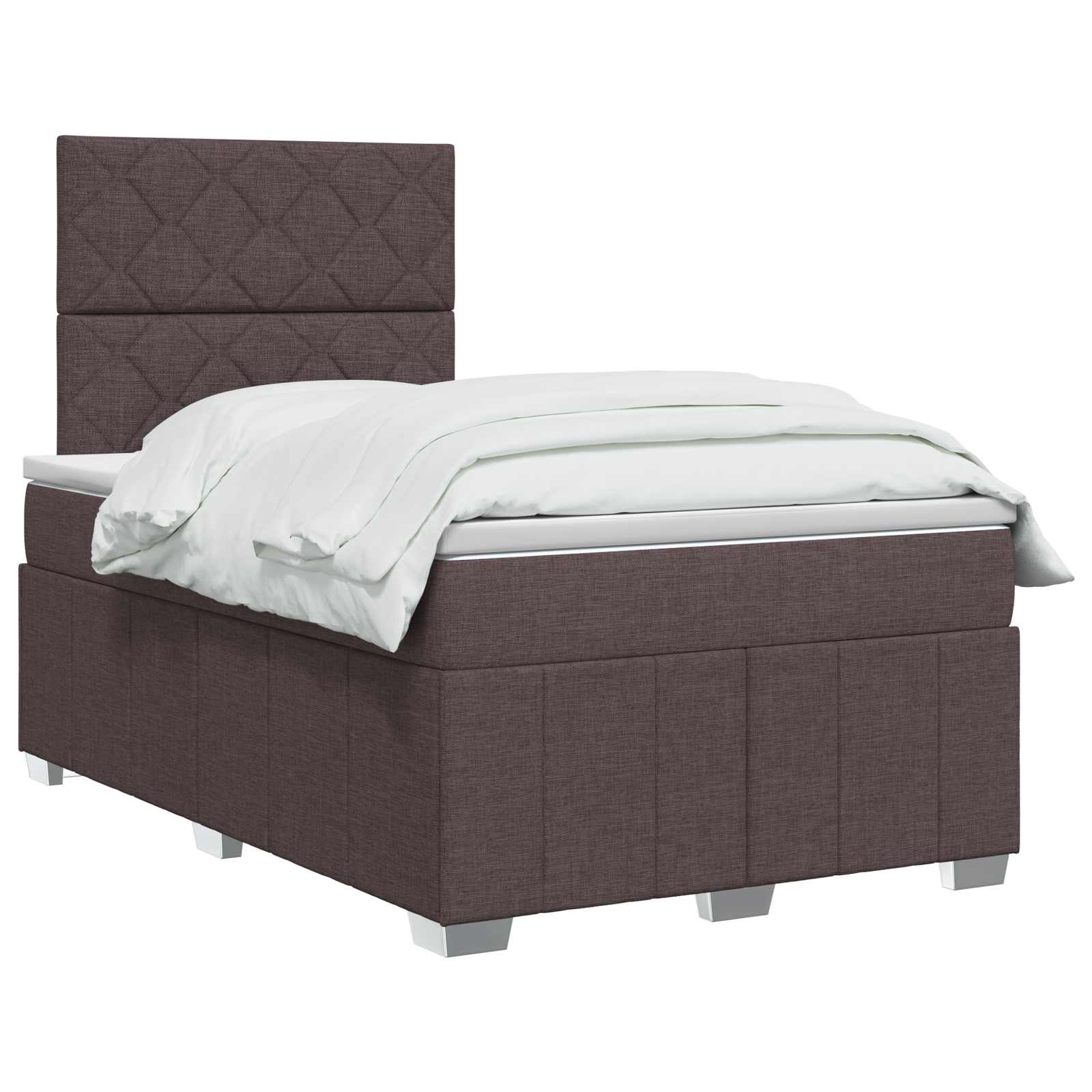 Lit boxspring avec matelas Marron foncé 120 x 200 cm Tissu - XIOS