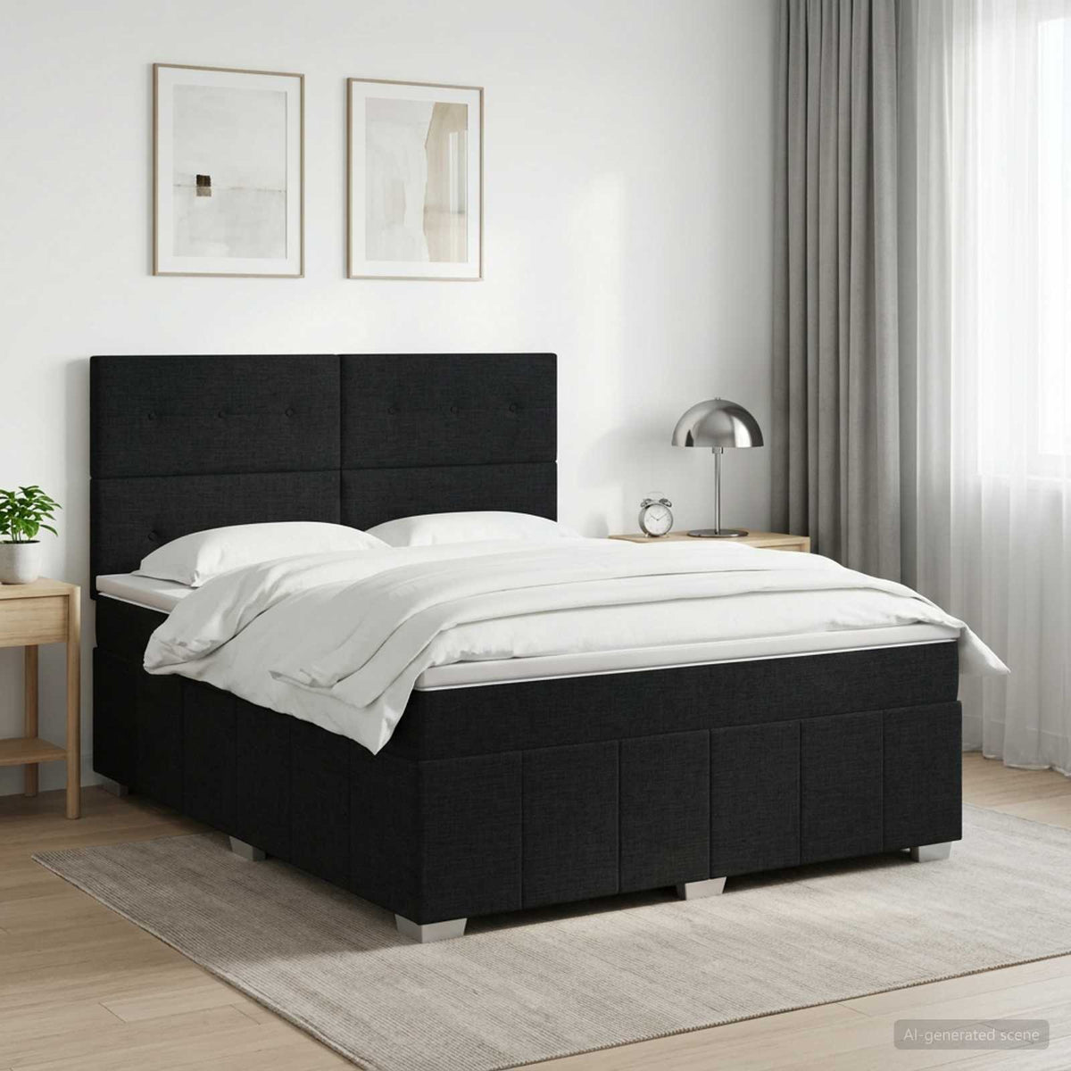 Lit boxspring avec matelas Noir 140 x 200 cm Tissu