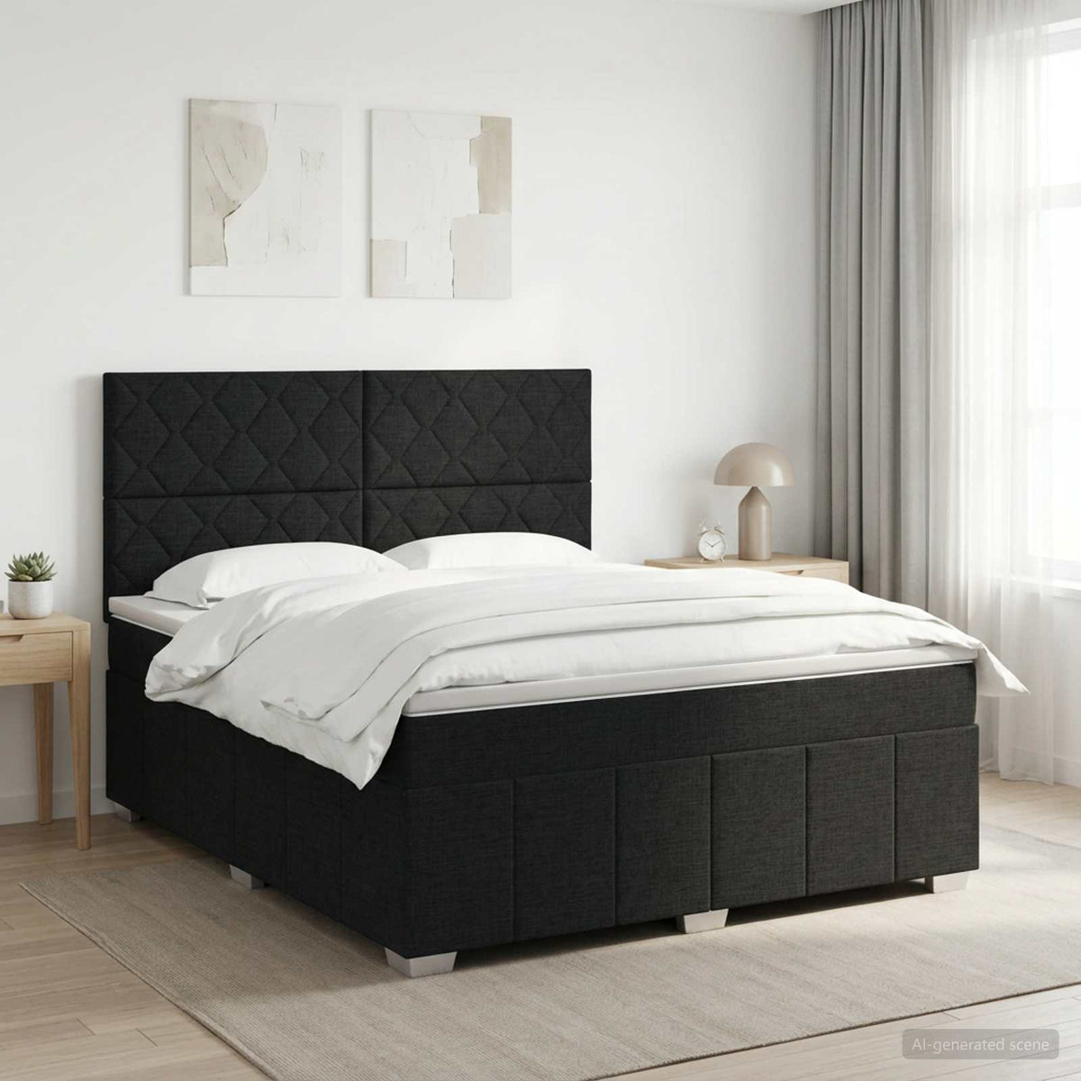 Lit boxspring avec matelas Noir 140 x 200 cm Tissu