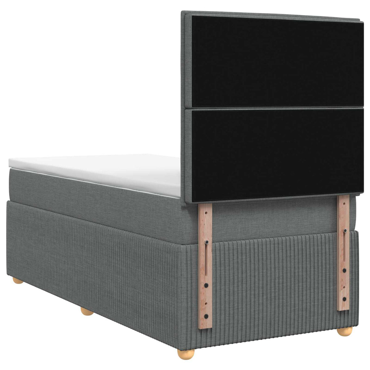 Lit boxspring avec matelas Gris foncé Simple Tissu