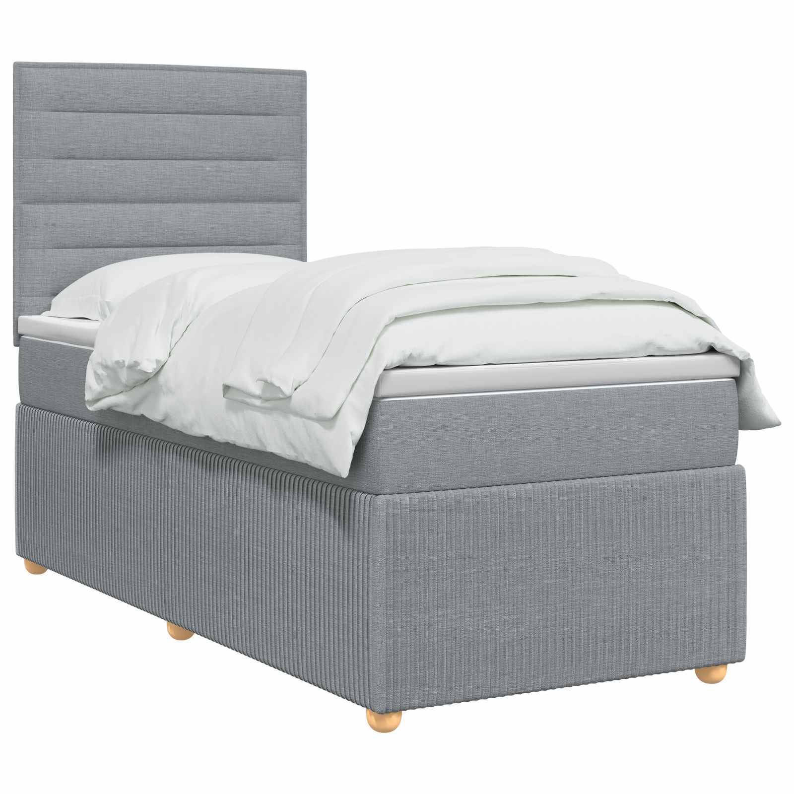 Lit boxspring avec matelas Gris clair 80 x 200 cm Tissu