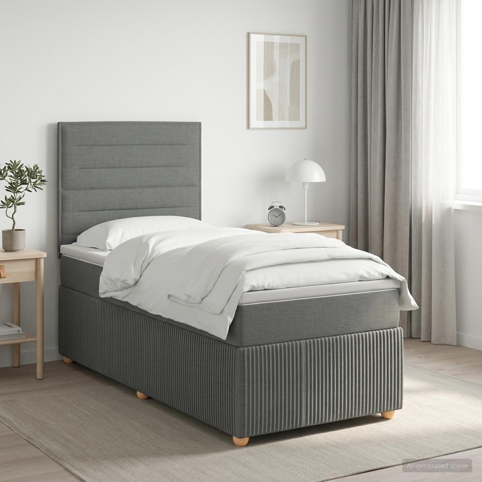 Lit boxspring avec matelas Gris foncé 80 x 200 cm Tissu
