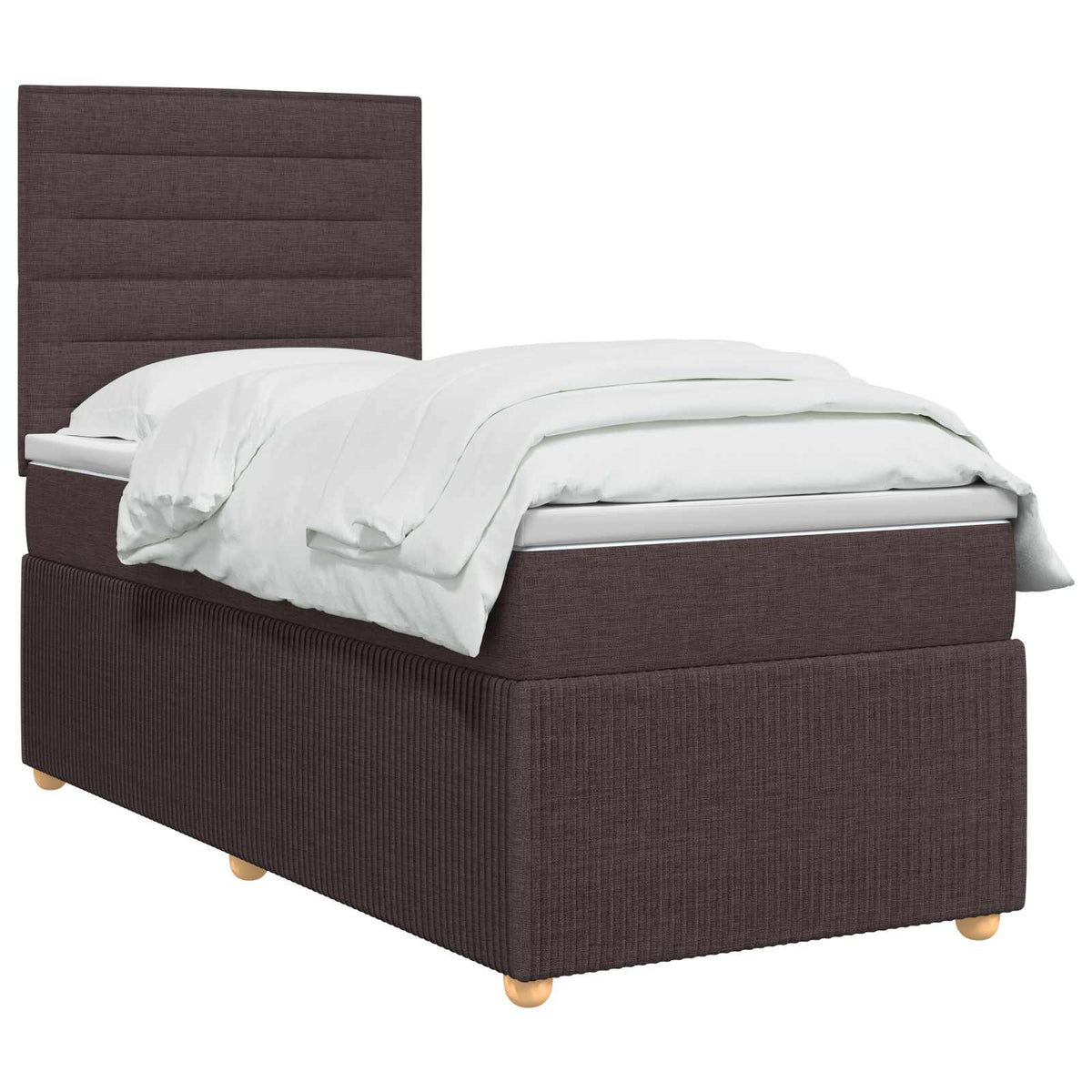 Lit boxspring avec matelas Marron foncé 80 x 200 cm Tissu