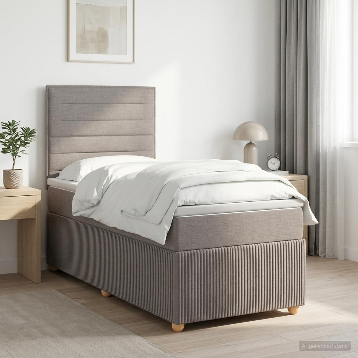 Lit boxspring avec matelas Taupe 90 x 190 cm Tissu