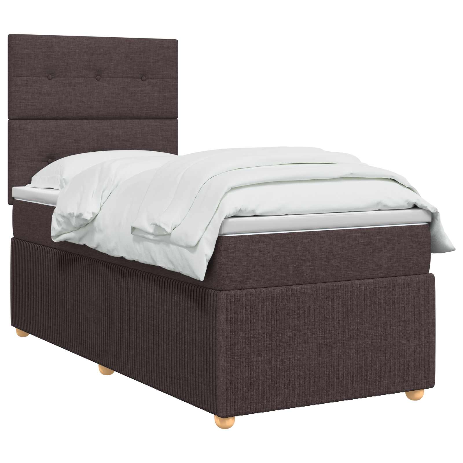 Lit boxspring avec matelas Marron foncé 80 x 200 cm Tissu