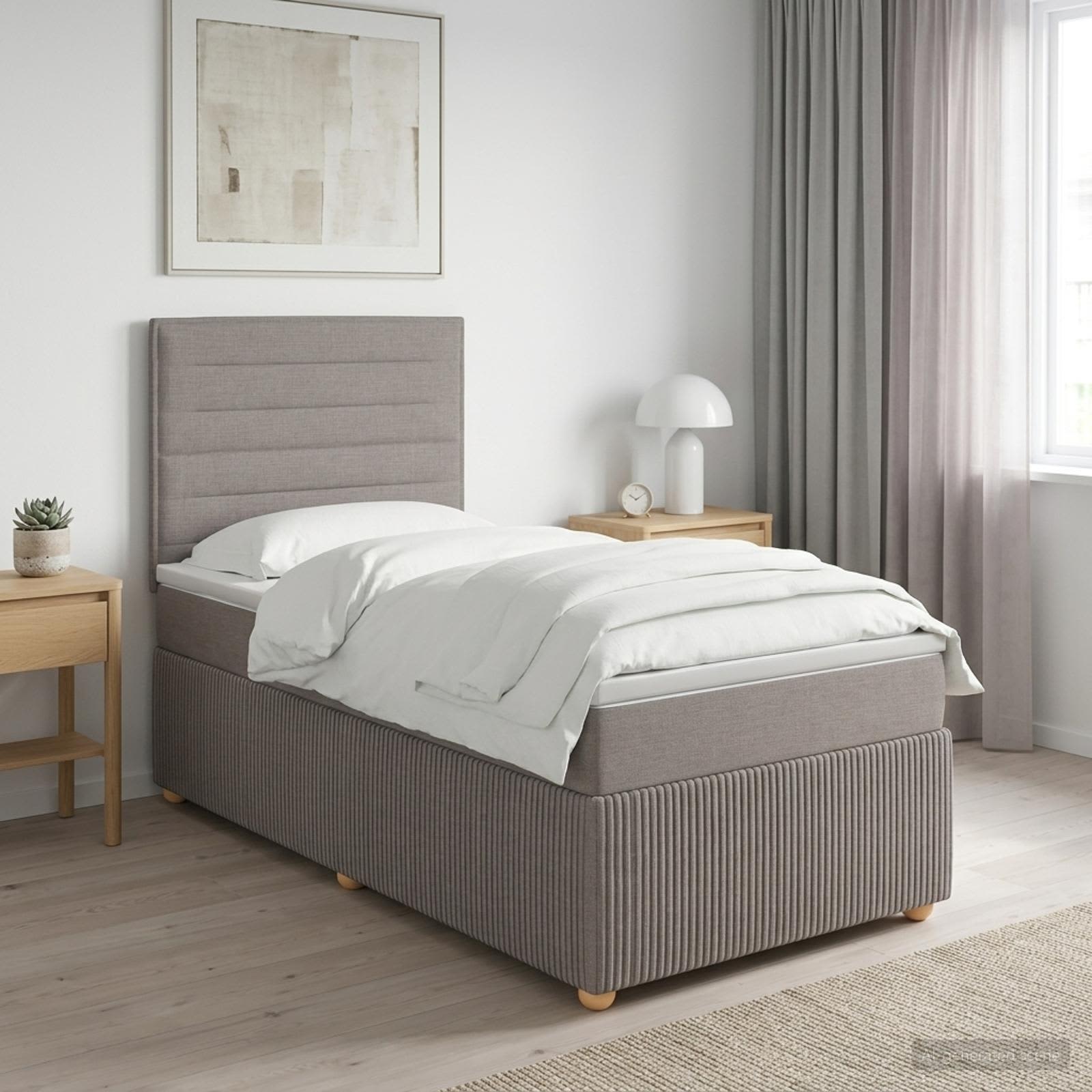 Lit boxspring avec matelas Taupe 90 x 200 cm Tissu - XIOS