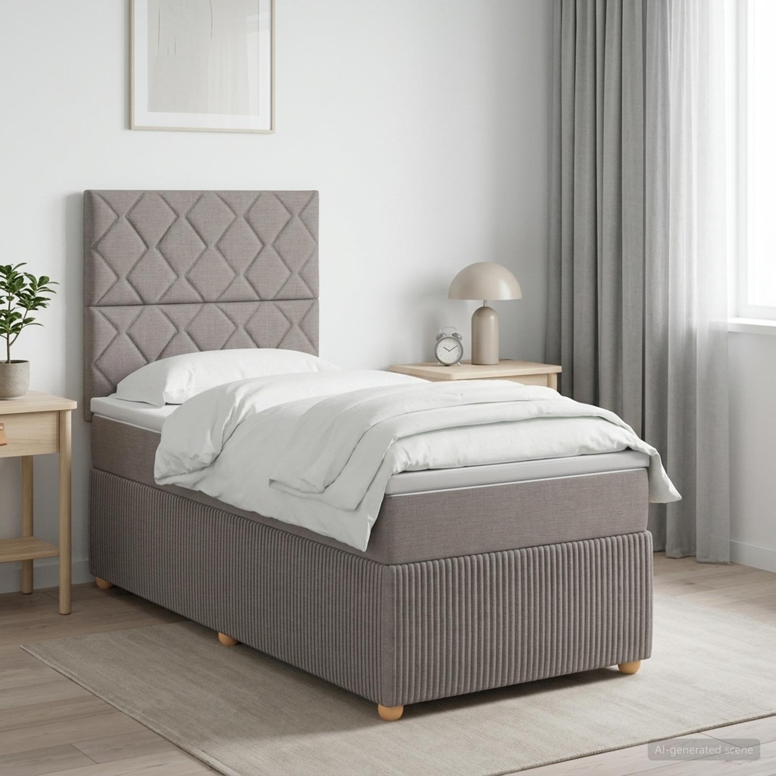 Lit boxspring avec matelas Taupe 80 x 200 cm Tissu