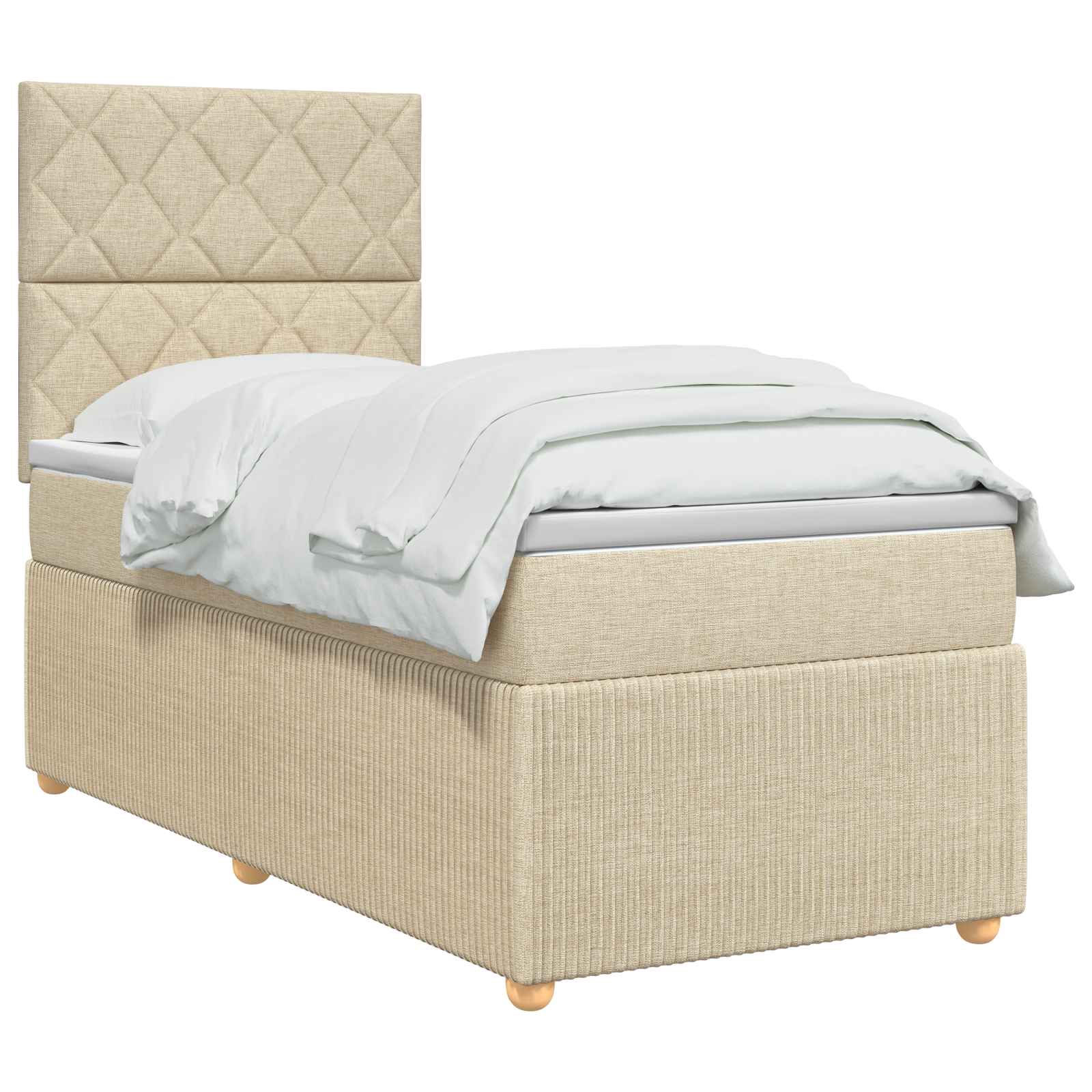 Lit boxspring avec matelas Crème 80 x 200 cm Tissu