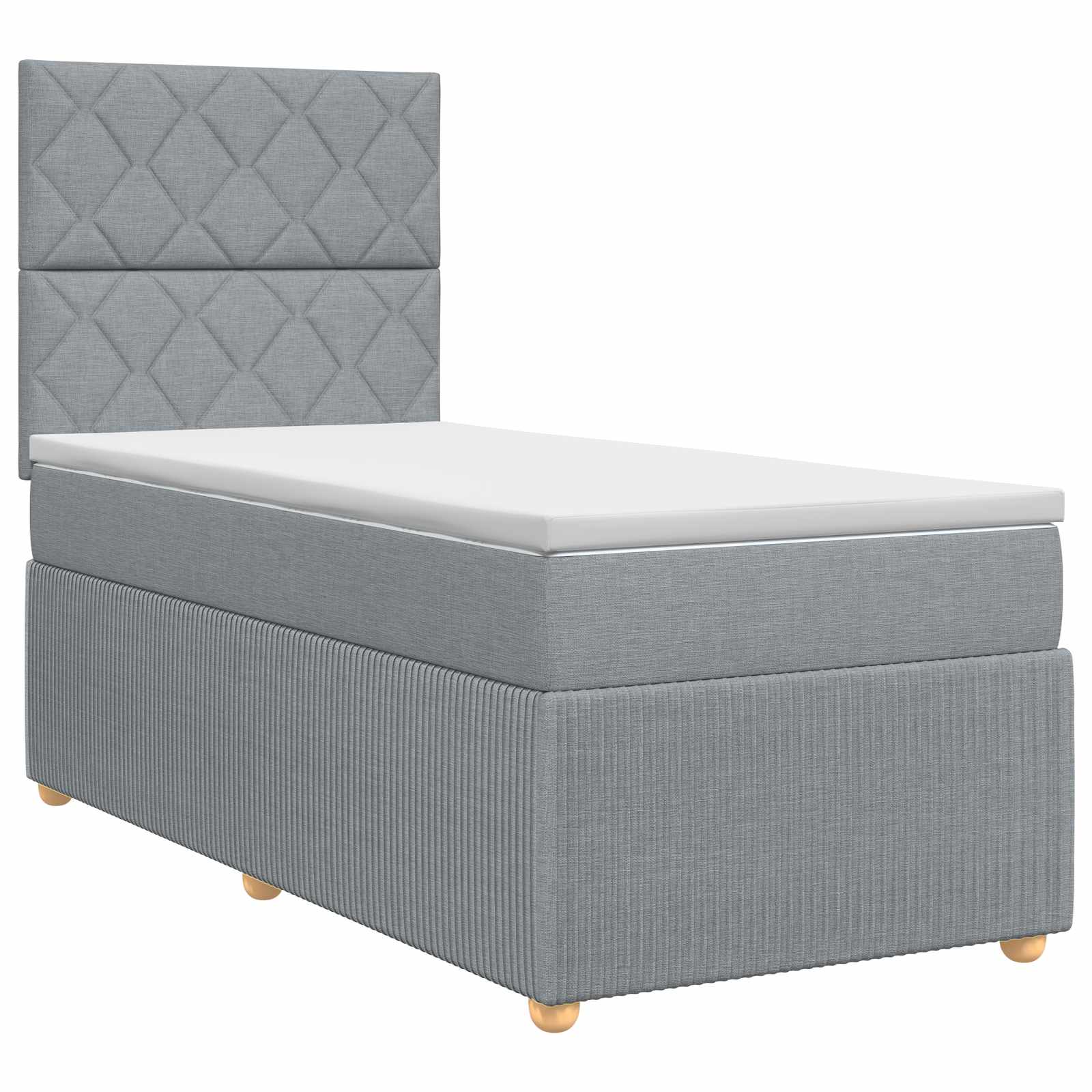 Lit boxspring avec matelas Gris clair 90 x 190 cm Tissu - XIOS