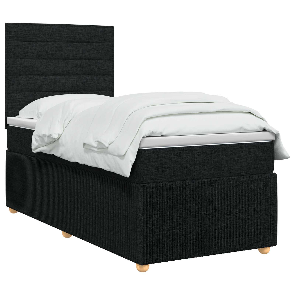 Lit boxspring avec matelas Noir 90 x 200 cm Tissu