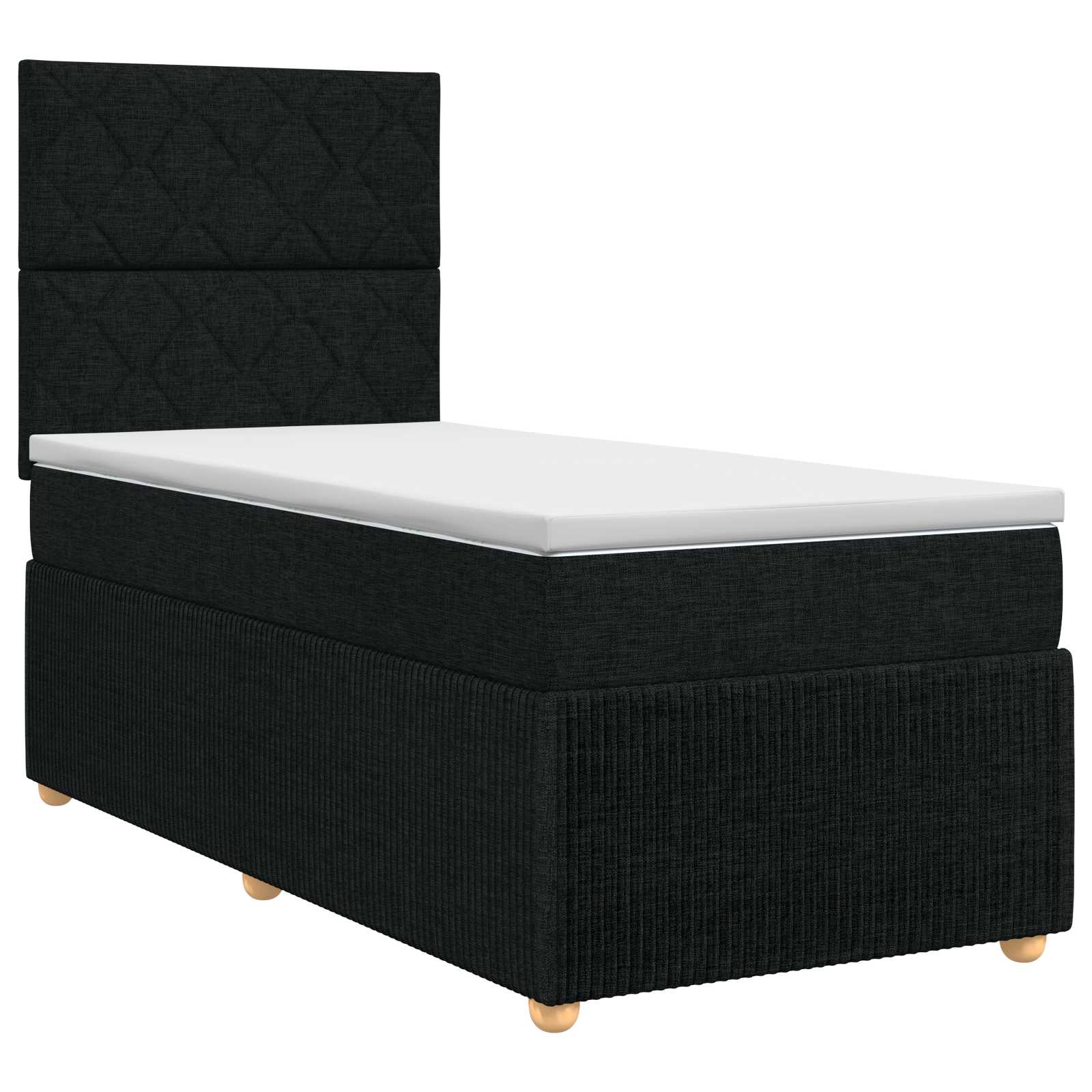 Lit boxspring avec matelas Noir 90 x 200 cm Tissu