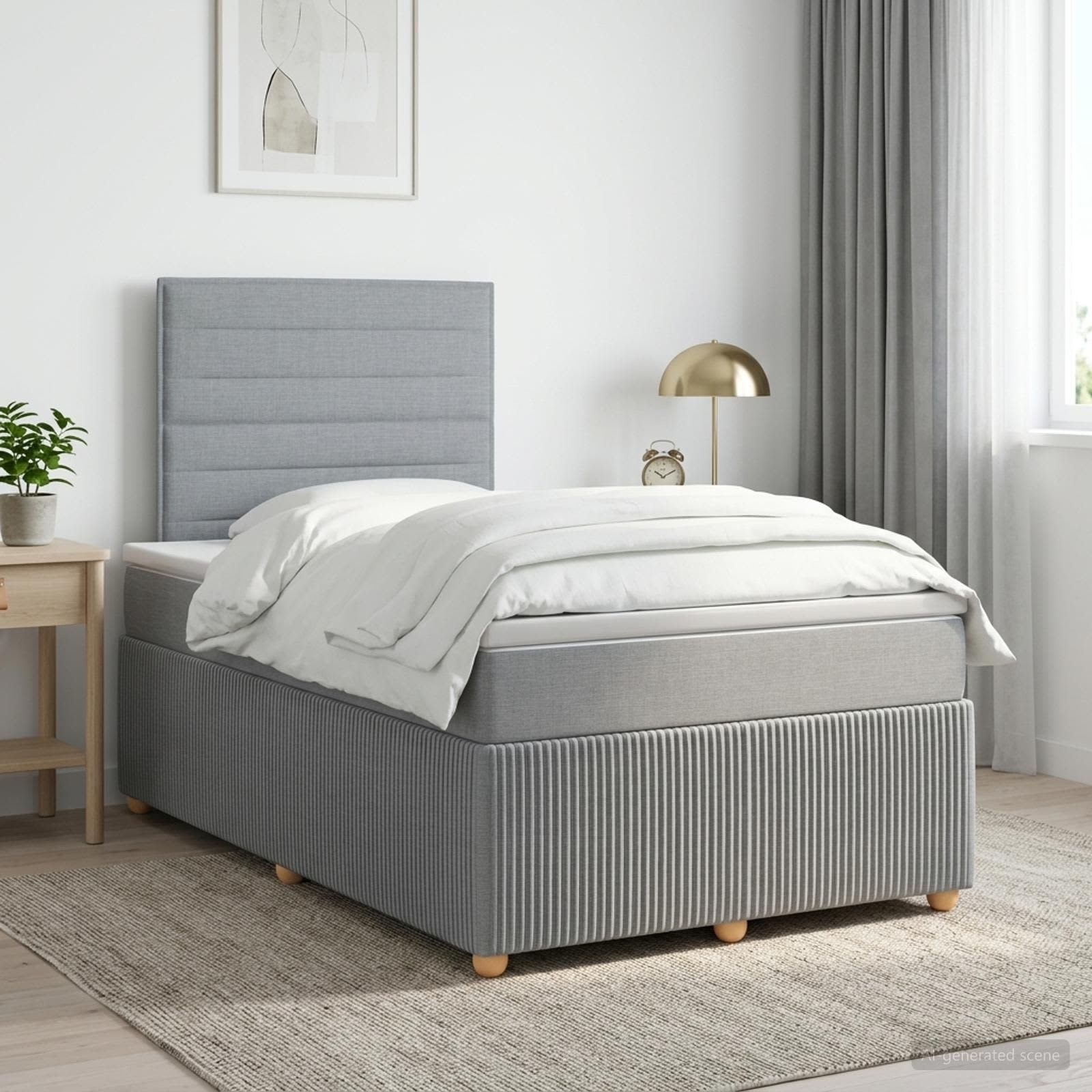 Lit boxspring avec matelas Gris clair 120 x 190 cm Tissu - XIOS