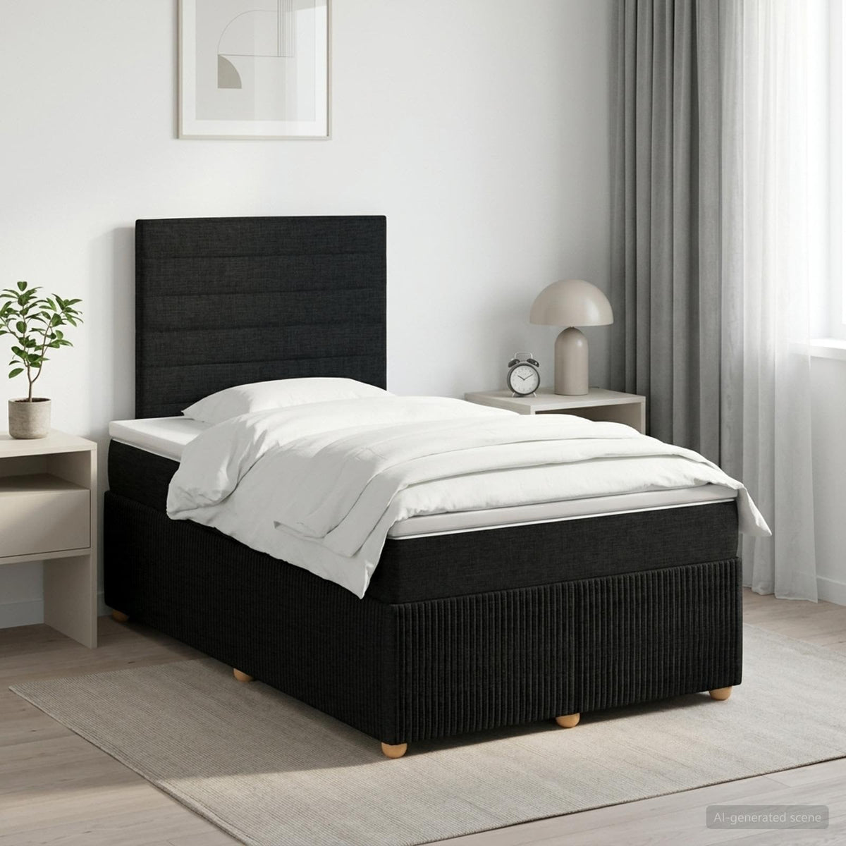 Lit boxspring avec matelas Noir 120 x 190 cm Tissu