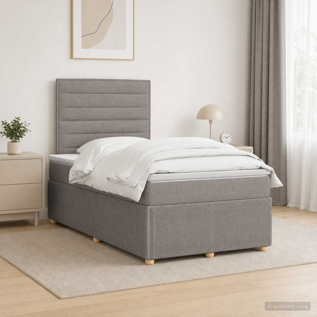 Lit boxspring avec matelas Taupe 120 x 200 cm Tissu
