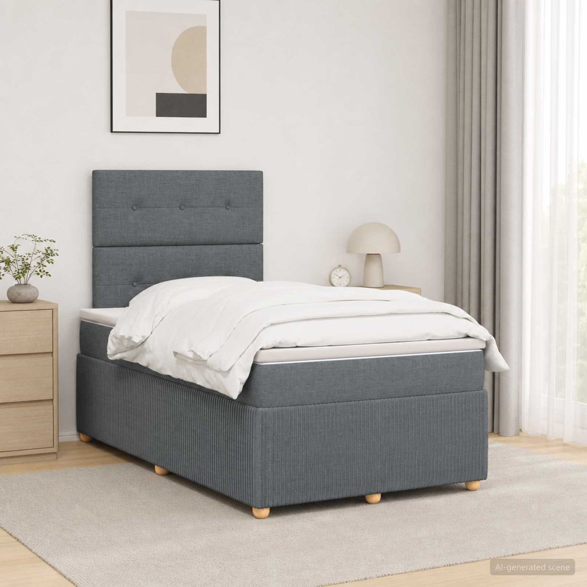 Lit boxspring avec matelas Gris foncé 120 x 190 cm Tissu