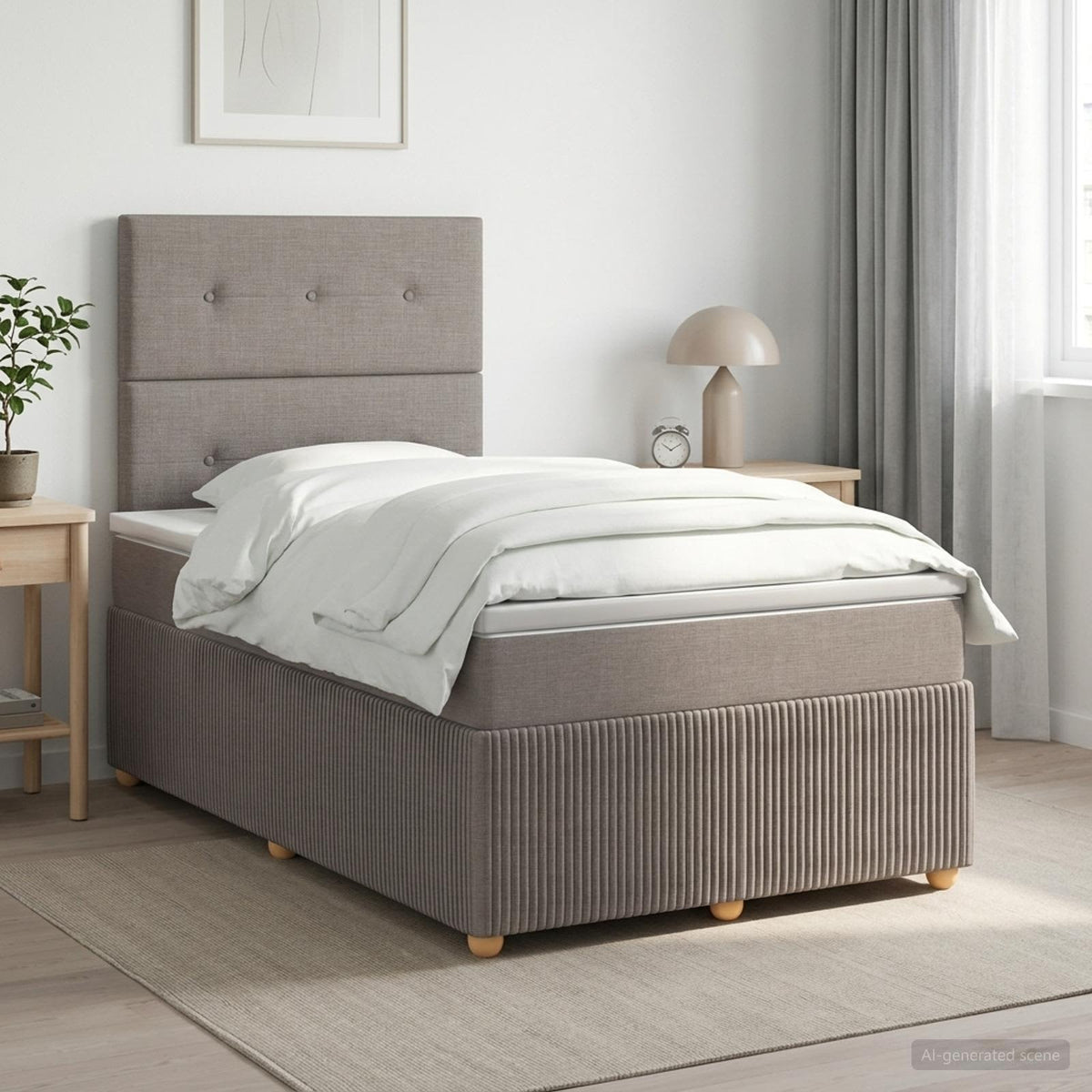 Lit boxspring avec matelas Taupe 120 x 190 cm Tissu