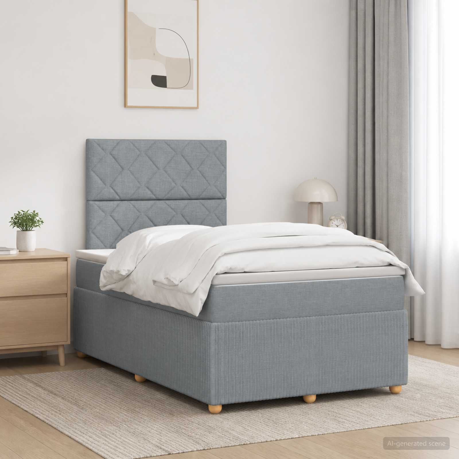 Lit boxspring avec matelas Gris clair 120 x 190 cm Tissu