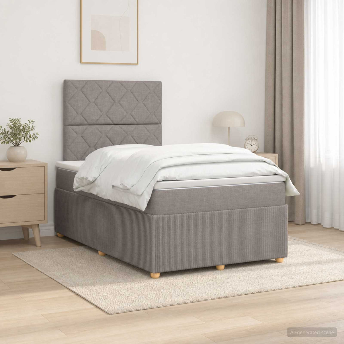 Lit boxspring avec matelas Taupe 120 x 200 cm Tissu