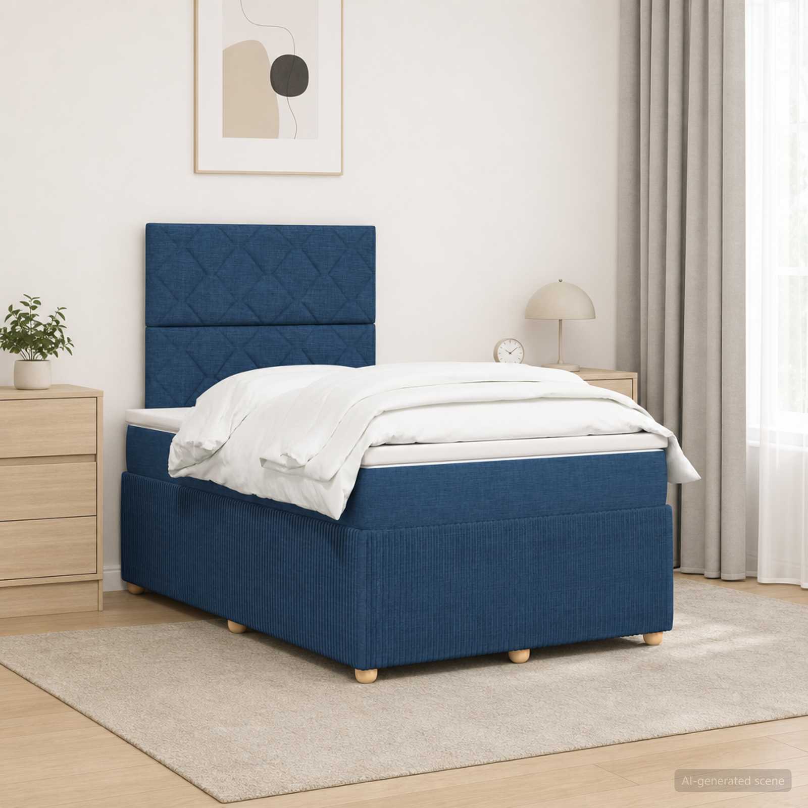 Lit boxspring avec matelas Bleu 120 x 190 cm Tissu