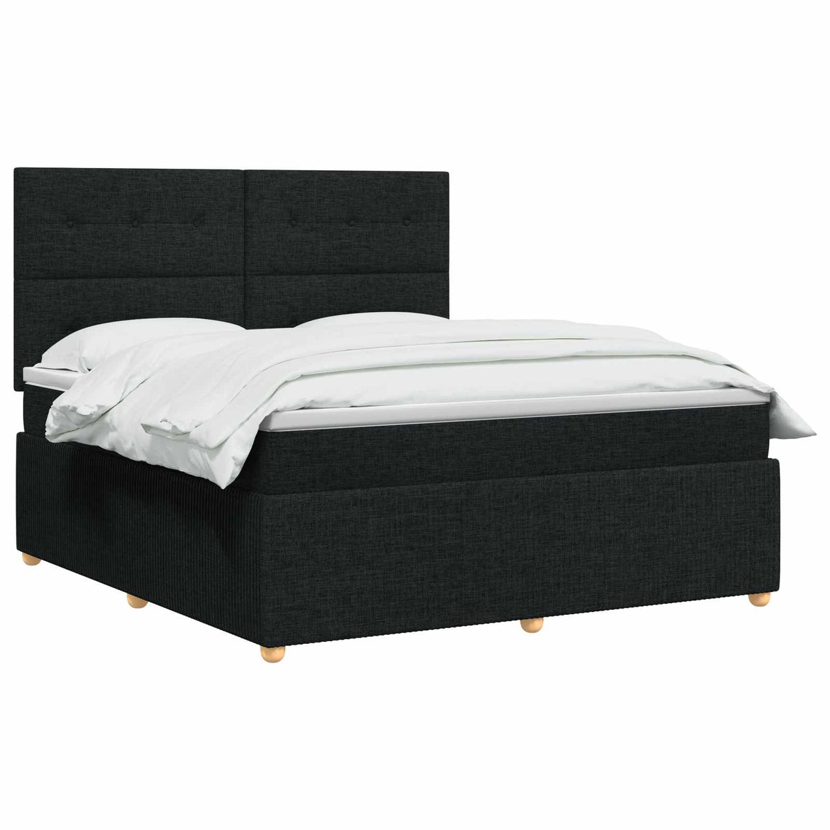 Lit boxspring avec matelas Noir 140 x 190 cm Tissu