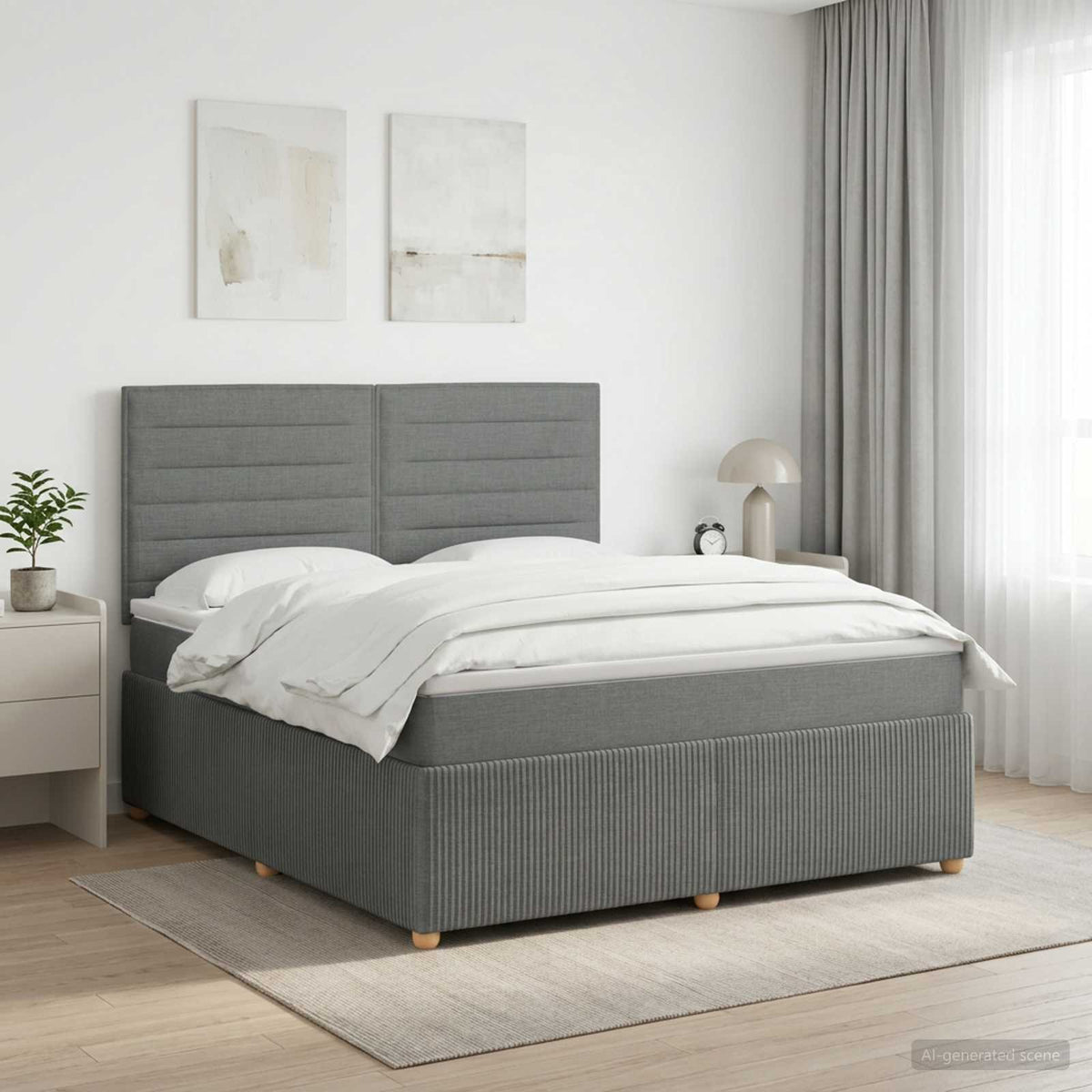 Lit boxspring avec matelas Gris foncé 140 x 190 cm Tissu