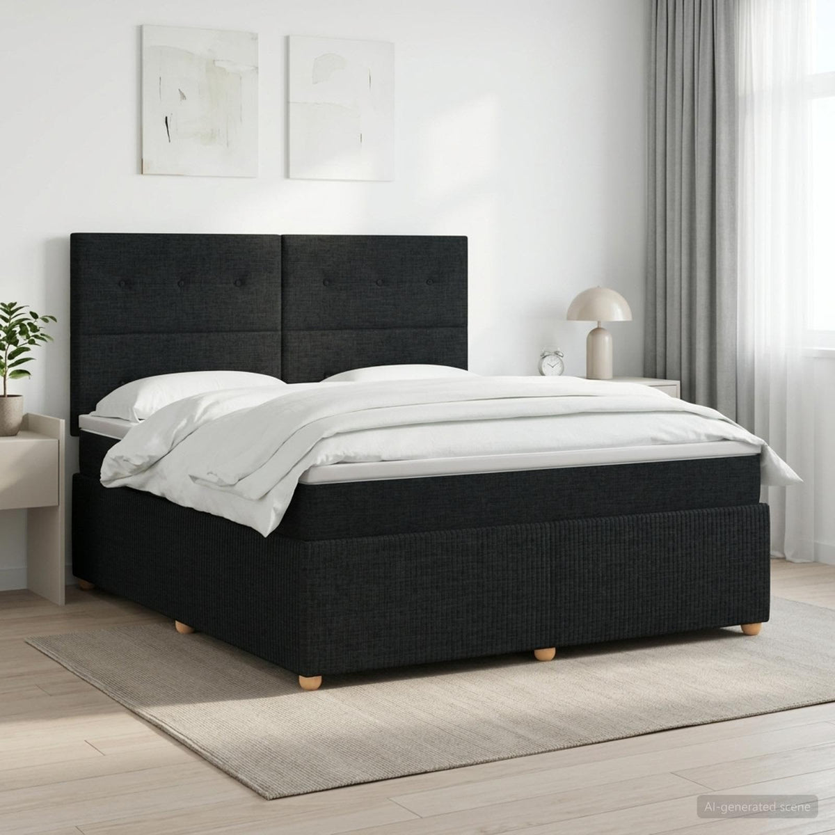 Lit boxspring avec matelas Noir 140 x 190 cm Tissu