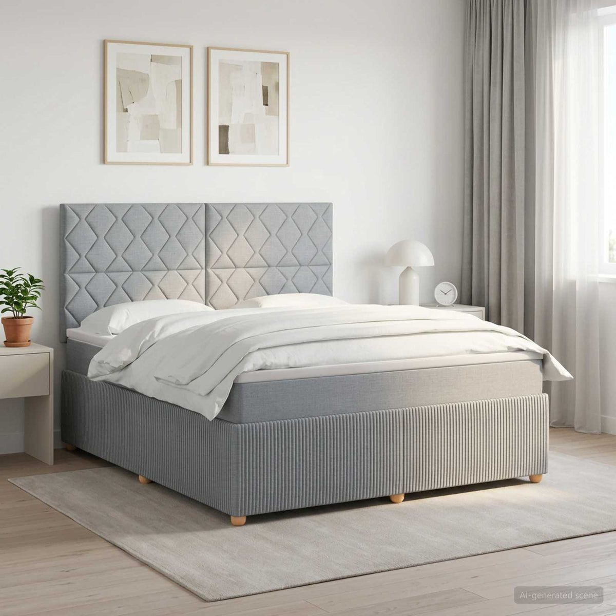 Lit boxspring avec matelas Gris clair 140 x 200 cm Tissu