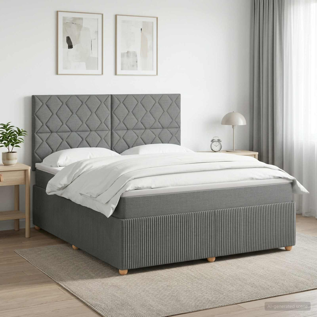 Lit boxspring avec matelas Gris foncé 140 x 200 cm Tissu