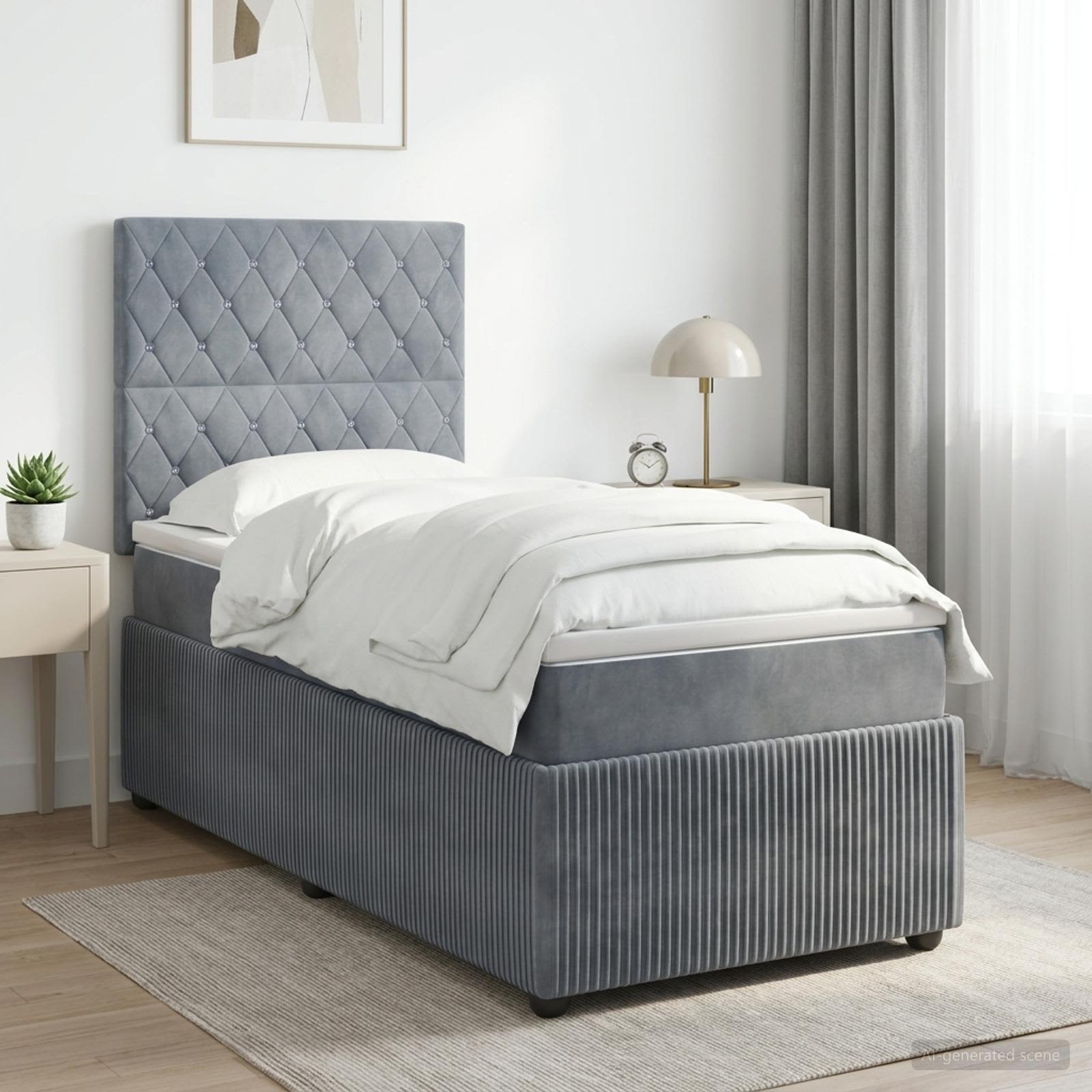 Lit boxspring avec matelas Gris foncé 80 x 200 cm Velours - XIOS